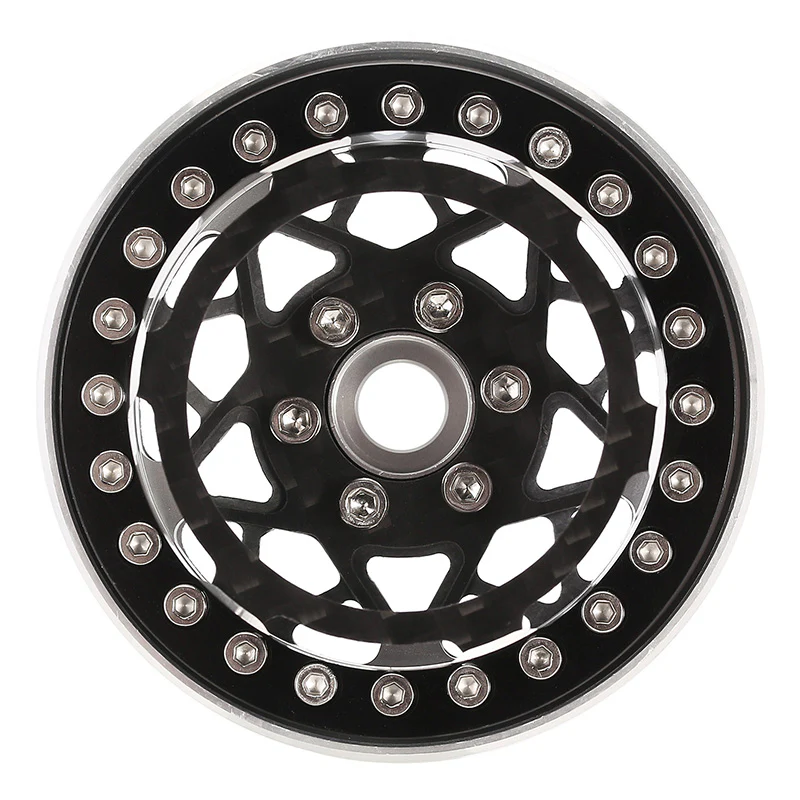 INJORA 1.9" Carbon Fiber & Aluminum -10mm Offset Wheels for 1/10 RC Crawlers (W1952) - Image 6
