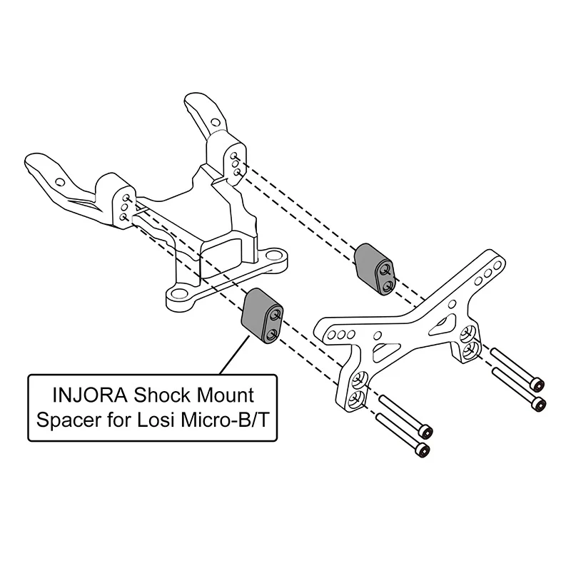 INJORA Carbon Fiber Shock Towers with Shock Mount Spacer for Losi Micro-B Micro-T - Image 4