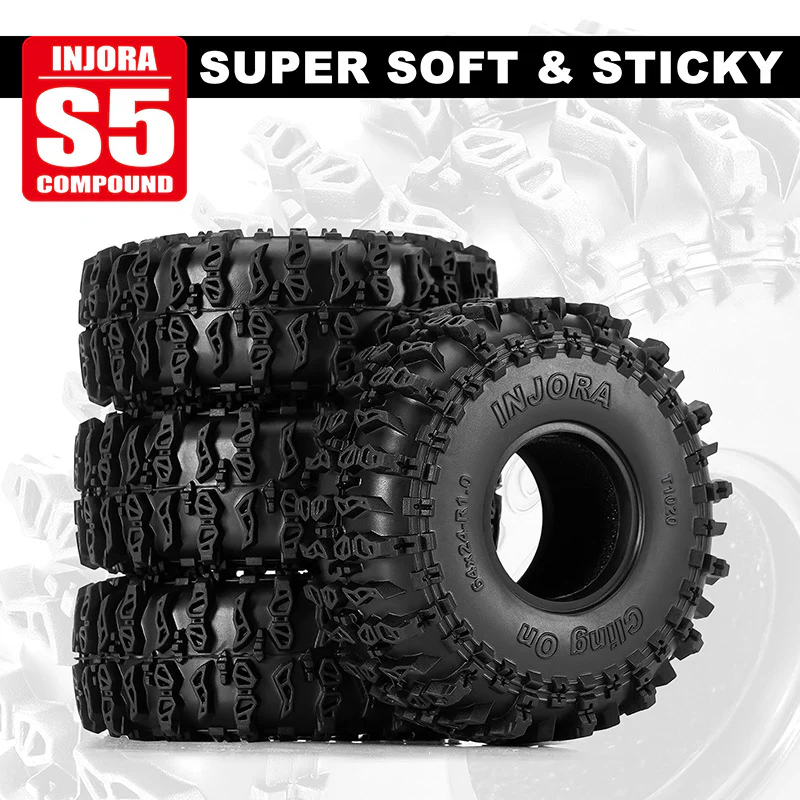 INJORA 1.0" 64*24mm Cling On Tires (T1020) (4) - Image 5