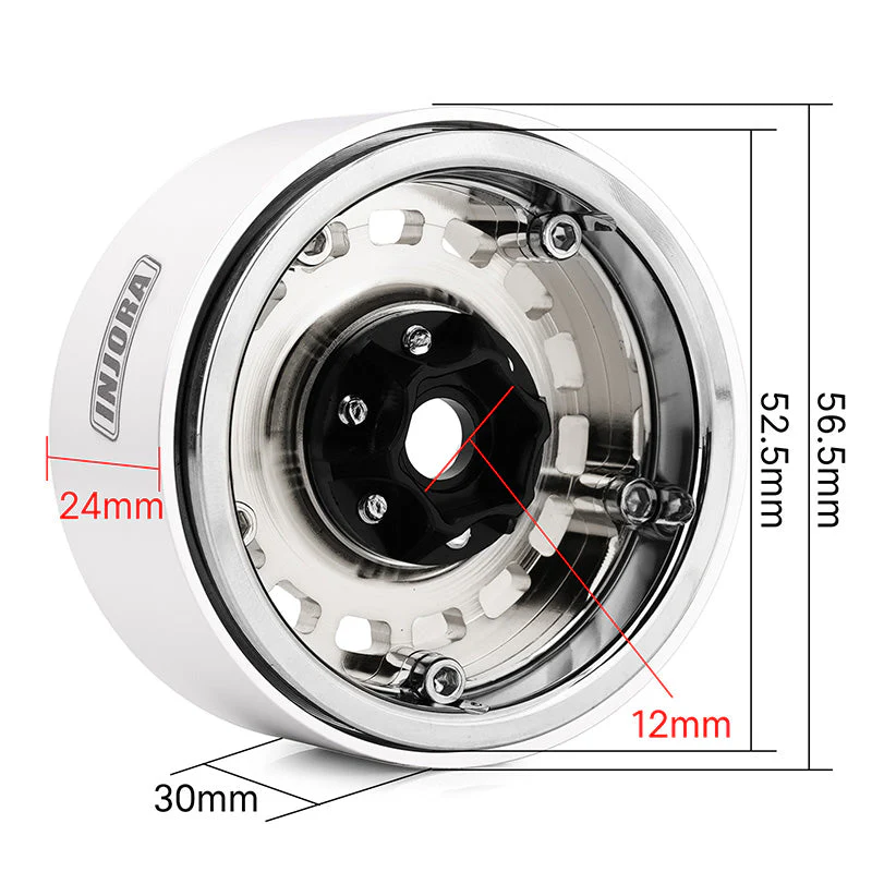 INJORA 1.9" CNC Aluminum -10mm Offset Wheels for 1/10 RC Crawlers (W1903) - Image 14