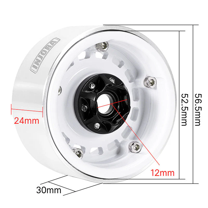 INJORA 1.9" CNC Aluminum -10mm Offset Wheels for 1/10 RC Crawlers (W1903) - Image 5
