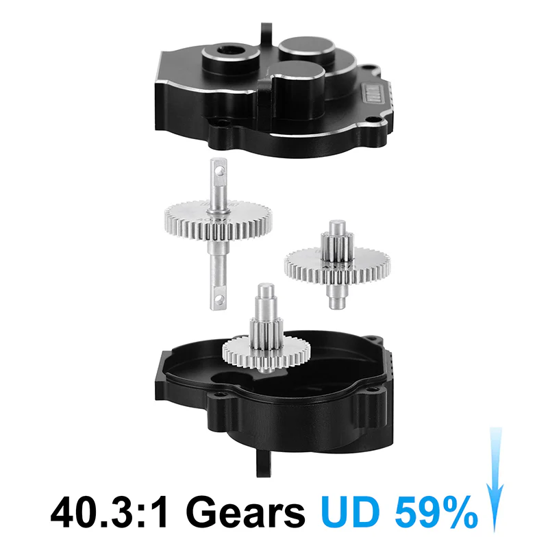 INJORA CNC Aluminum Complete Transmission for 1/18 TRX4M (4M-55) - Image 2