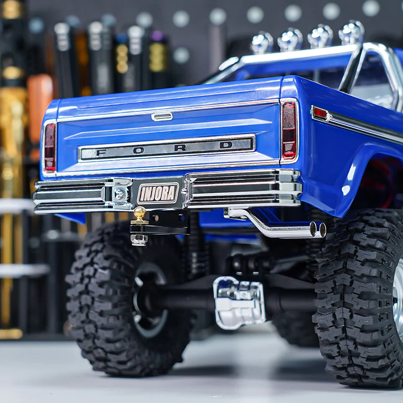 INJORA CNC Aluminum Front Rear Bumper with Dual Exhaust for 1/18 TRX4M High Trail F150 - Image 19