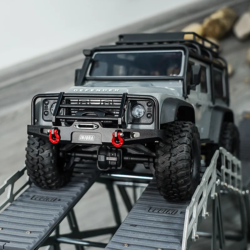 INJORA CNC Aluminum Front Rear Bumper with Lights for 1/18 TRX4M Defender (4M-88) - Image 4