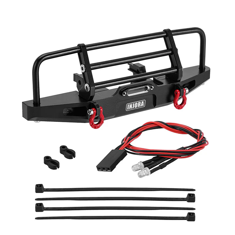 INJORA CNC Aluminum Front Rear Bumper with Lights for 1/18 TRX4M Defender (4M-88) - Image 6