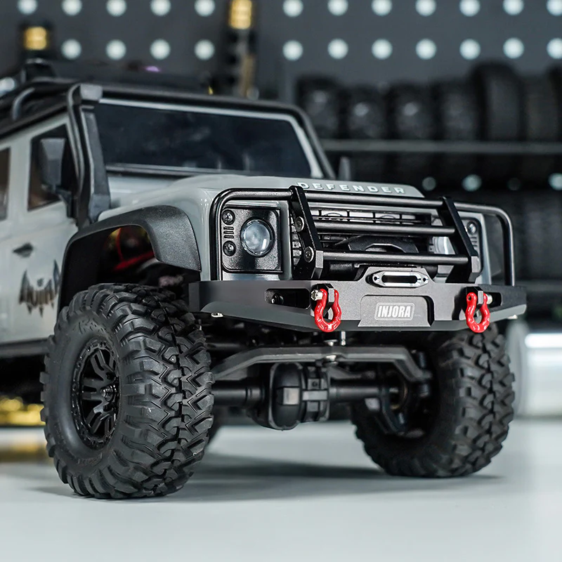 INJORA CNC Aluminum Front Rear Bumper with Lights for 1/18 TRX4M Defender (4M-88) - Image 9