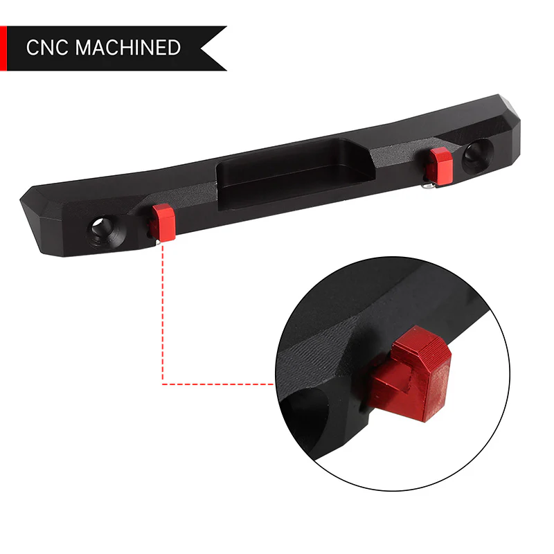 [Clearance Sale] INJORA CNC Aluminum Rear Bumper with Lights for SCX24 Jeep Wrangler JLU - Image 5