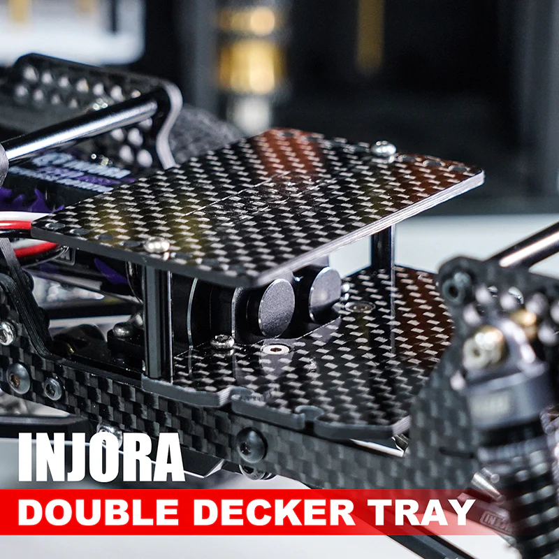 INJORA Double Decker Carbon Fiber Tray Battery ESC Receiver Tray for 1/18 TRX4M - Image 4