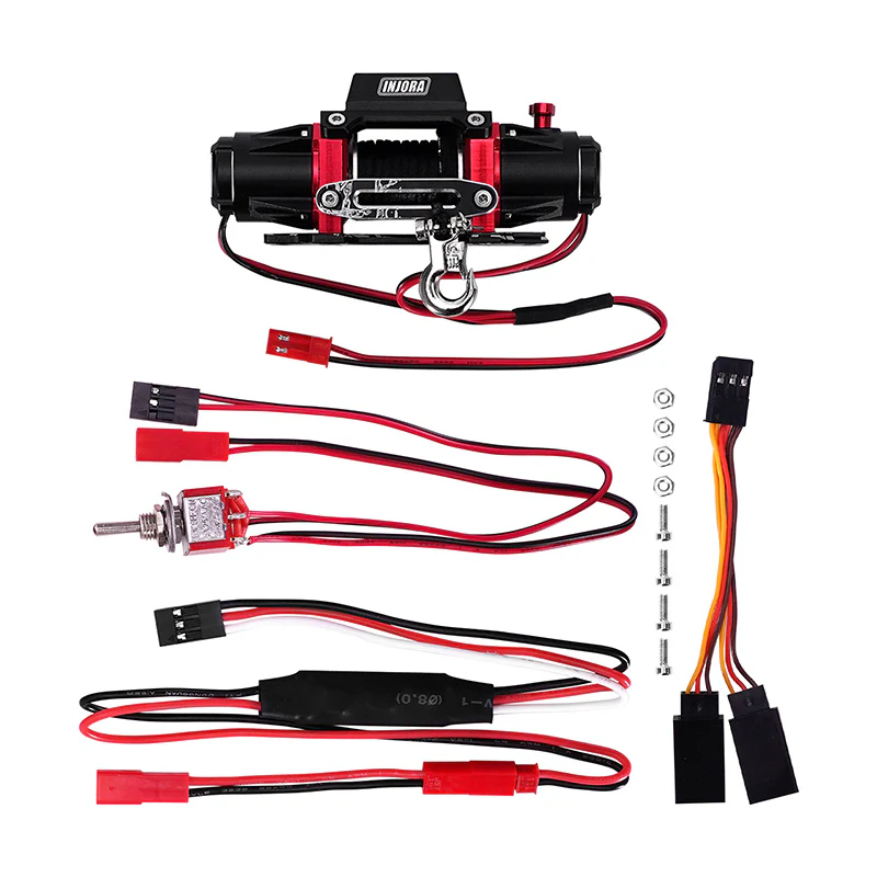 INJORA Dual Motor Winch with CH3 Control Line & Switch for 1/10 RC Crawler - Image 2