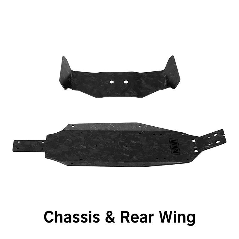 INJORA Forged Carbon Fiber Chassis & Rear Wing for 1/24 Losi Micro-B - Image 2