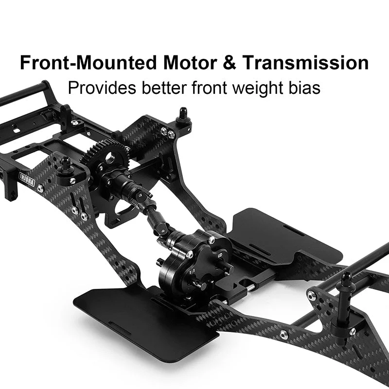 INJORA Front Mounted Transmission LCG Carbon Fiber Chassis Kit for 1/10 RC Crawlers (INC-10F) - Image 7