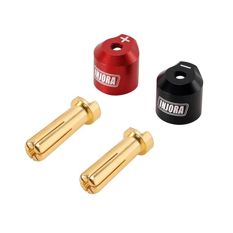 INJORA Heatsink Bullet Plug Connectors Grips with 4mm 5mm Bullets (Black, Red) - Image 11
