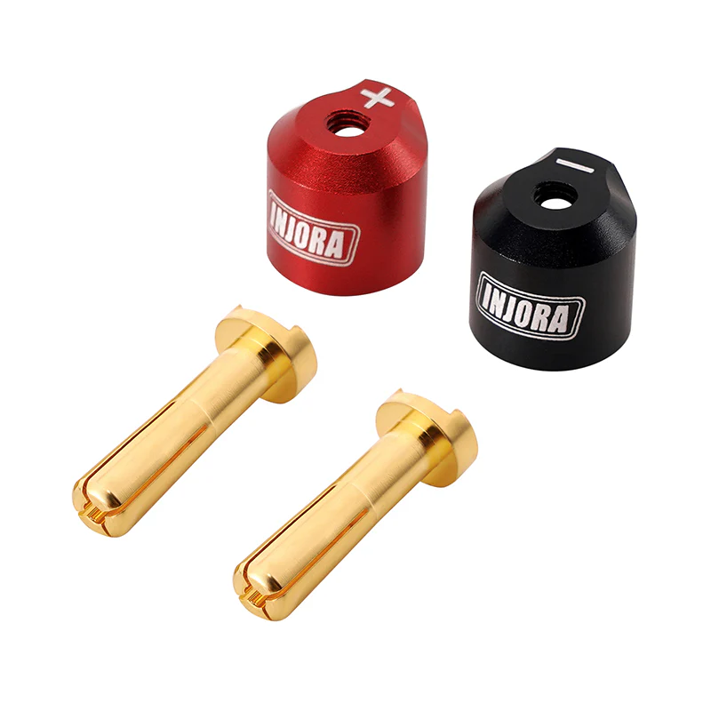 INJORA Heatsink Bullet Plug Connectors Grips with 4mm 5mm Bullets (Black, Red) - Image 4