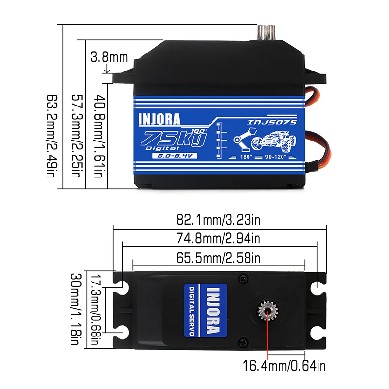 INJORA INJS075 75KG Super Torque Digital Servo for 1/5 RC Car BAJA RC Truck Parts - Image 3