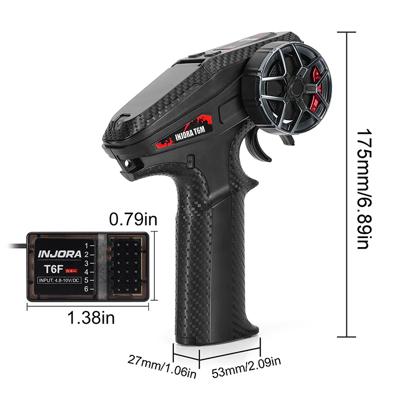 INJORA T6M 2.4GHz Transmitter with 6CH Receiver for 1/24 1/18 RC Cars - Image 3
