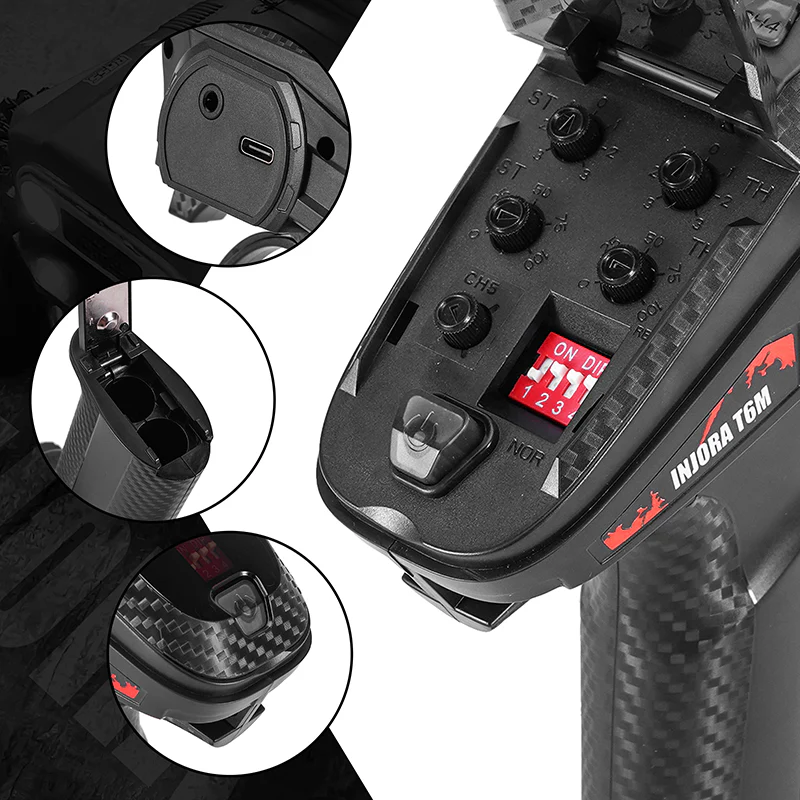 INJORA T6M 2.4GHz Transmitter with 6CH Receiver for 1/24 1/18 RC Cars - Image 4