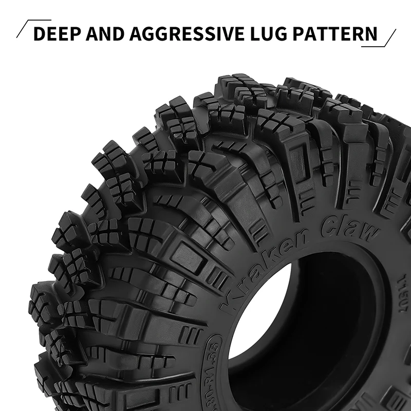 INJORA 1.55" 96.5*34.5mm Kraken Claw M/T Tires (T1507) (4) - Image 3