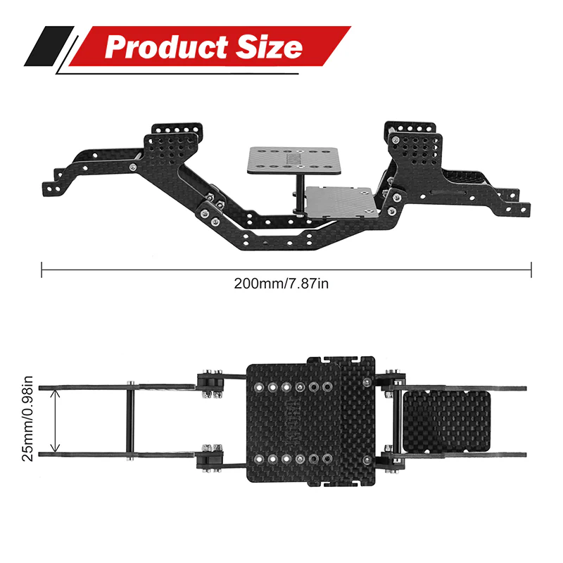 INJORA LCG Carbon Fiber Chassis Kit for 1/18 Redcat Ascent-18 - Image 6