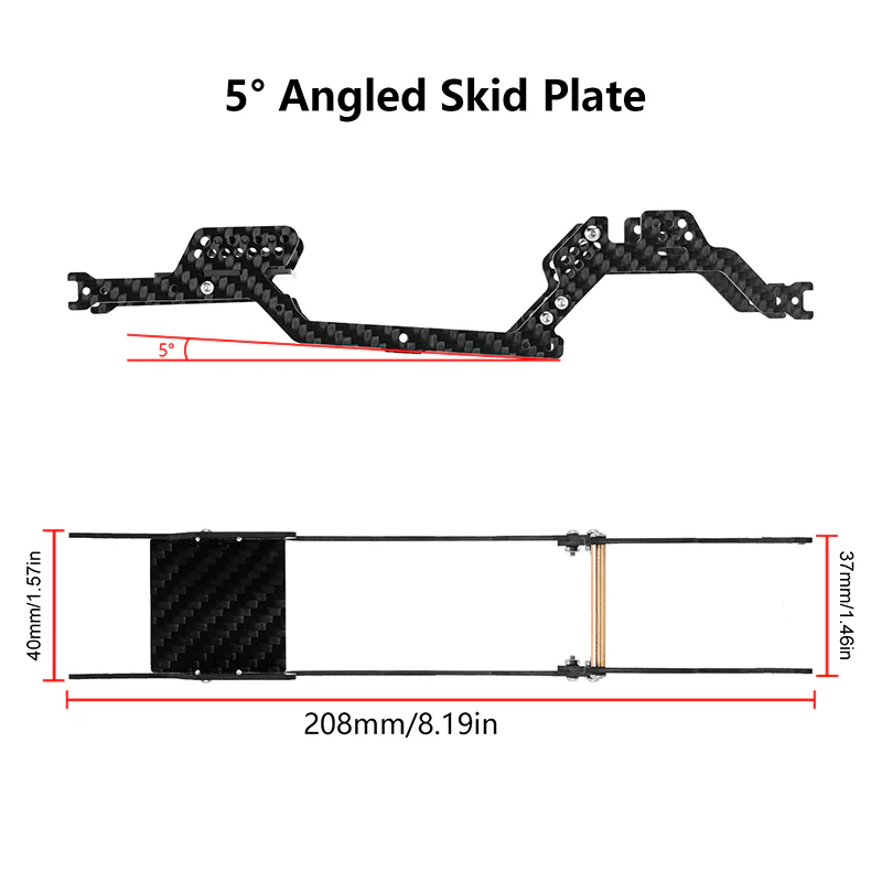[Clearance Sale] INJORA 5° Angled LCG Carbon Fiber Chassis Kit for 1/18 TRX4M - Image 4