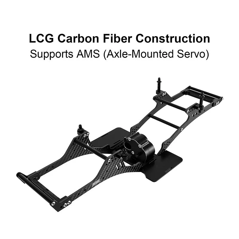 INJORA Center Mounted Transmission LCG Carbon Fiber Chassis Kit for 1/10 RC Crawlers (INC-10C) - Image 6
