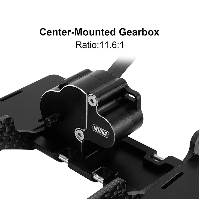 INJORA Center Mounted Transmission LCG Carbon Fiber Chassis Kit for 1/10 RC Crawlers (INC-10C) - Image 7
