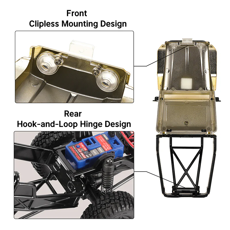 INJORA Limited Edition IR40-18 Half Truck Body for 1/18 TRX4M Defender Bronco (Gold) - Image 4