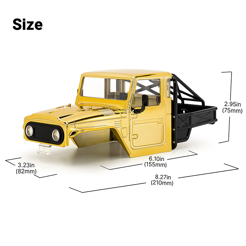 INJORA Limited Edition IR40-18 Half Truck Body for 1/18 TRX4M Defender Bronco (Gold) - Image 6
