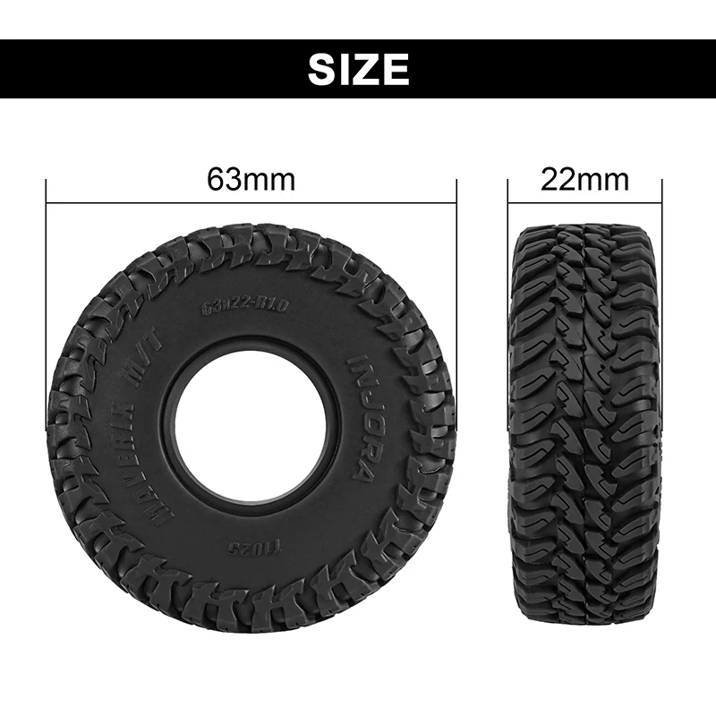 INJORA 1.0" 63*22mm MAVERIX M/T Tires (T1025) (4) - Image 4