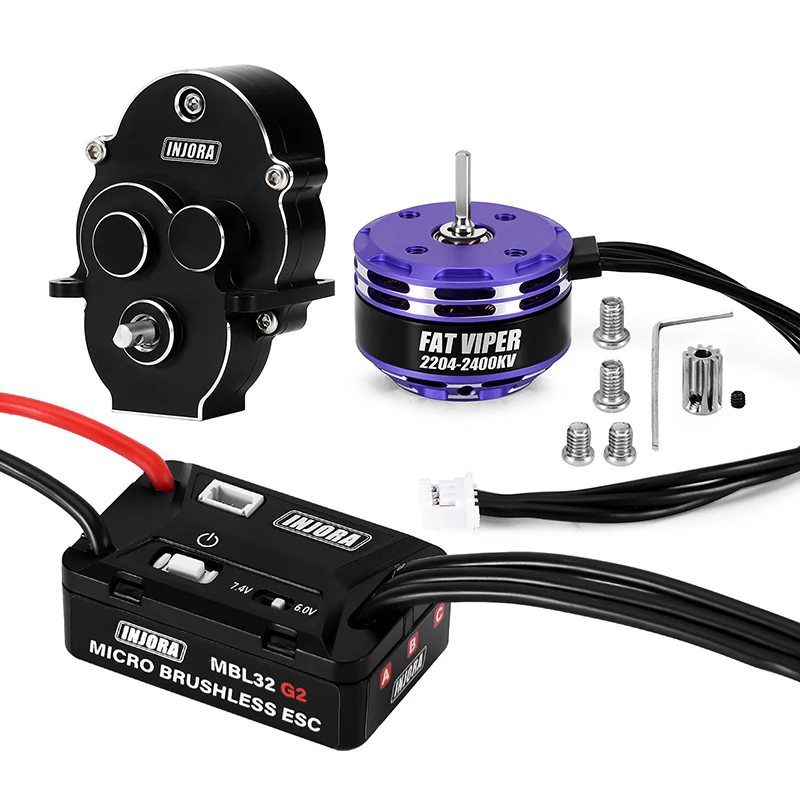 INJORA MBL32 G2 Waterproof Brushless ESC & 2204 Fat Viper Motor for 1/18 TRX4M Upgrade - Image 6