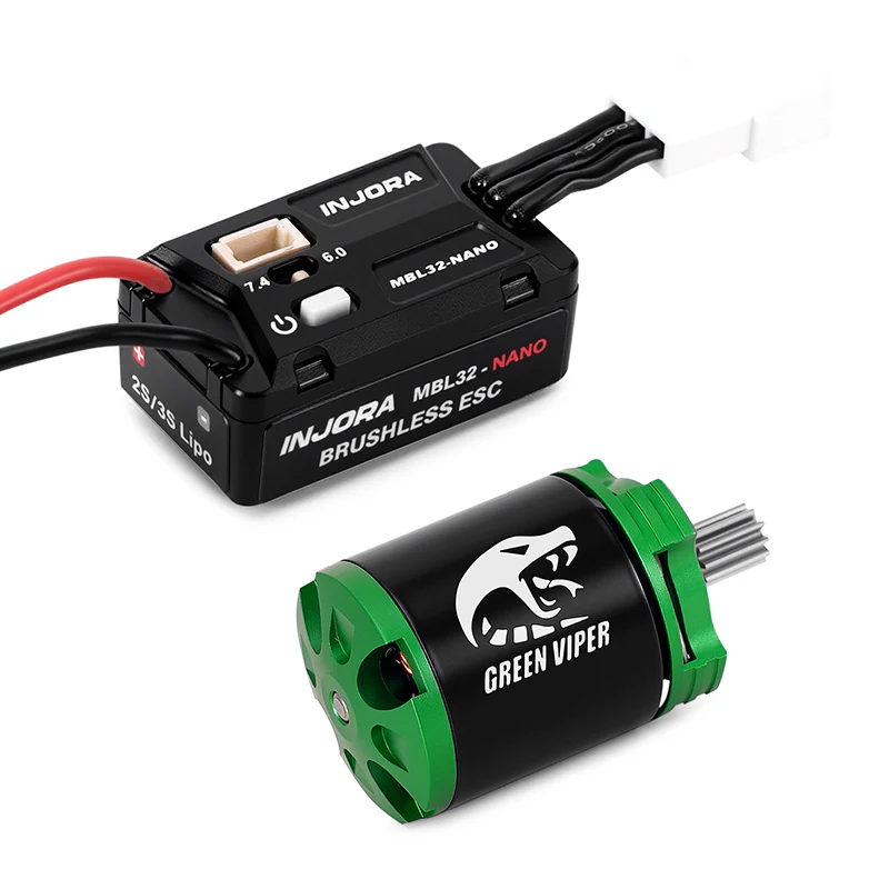 INJORA MBL32-NANO Brushless ESC & 1621 Green Viper Motor 4300KV for 1/30 SCX30 - Image 3