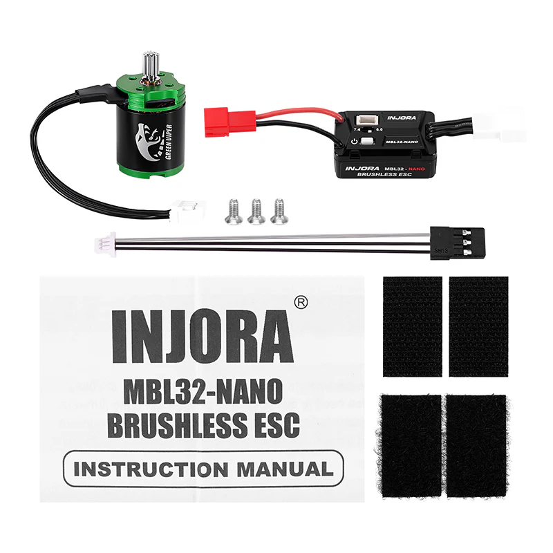 INJORA MBL32-NANO Brushless ESC & 1621 Green Viper Motor 4300KV for 1/30 SCX30 - Image 4