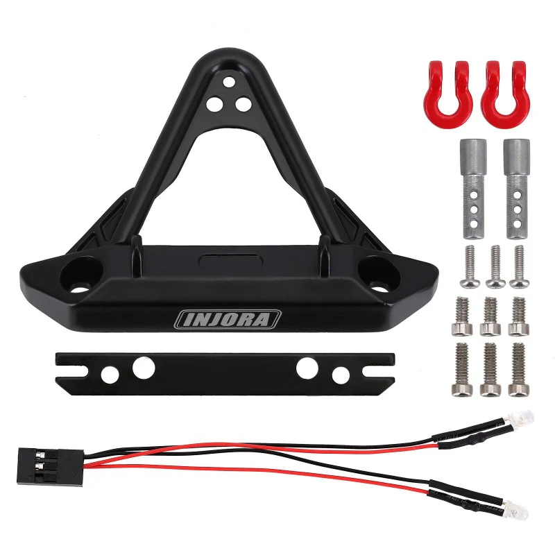 INJORA Metal Front Stinger Bumper with Lights for SCX24 Jeep Wrangler Gladiator - Image 4