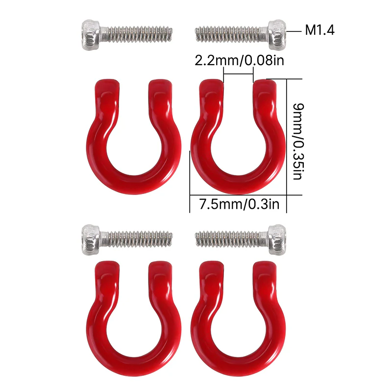 INJORA D Rings Tow Hooks with M1.4 Screws for FCX18 LC80 TRX4M Defender - Image 2