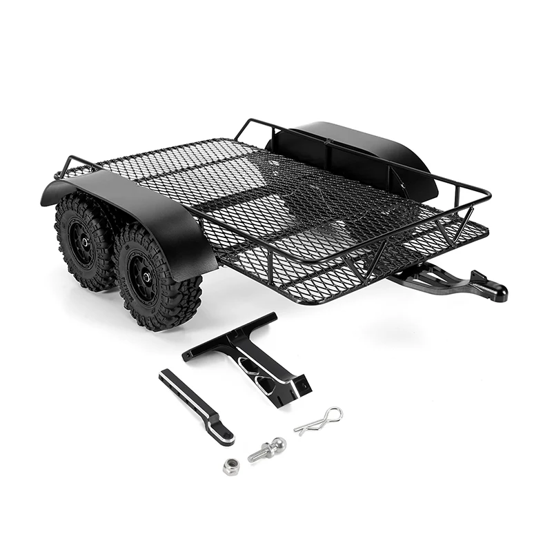 INJORA Metal Trailer with Aluminum Hitch Mount for 1/24 Axial SCX24 - Image 2