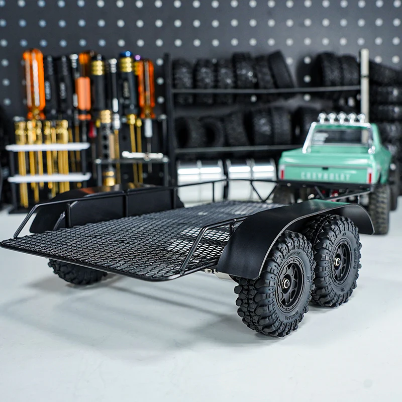 INJORA Metal Trailer with Aluminum Hitch Mount for 1/24 Axial SCX24 - Image 4