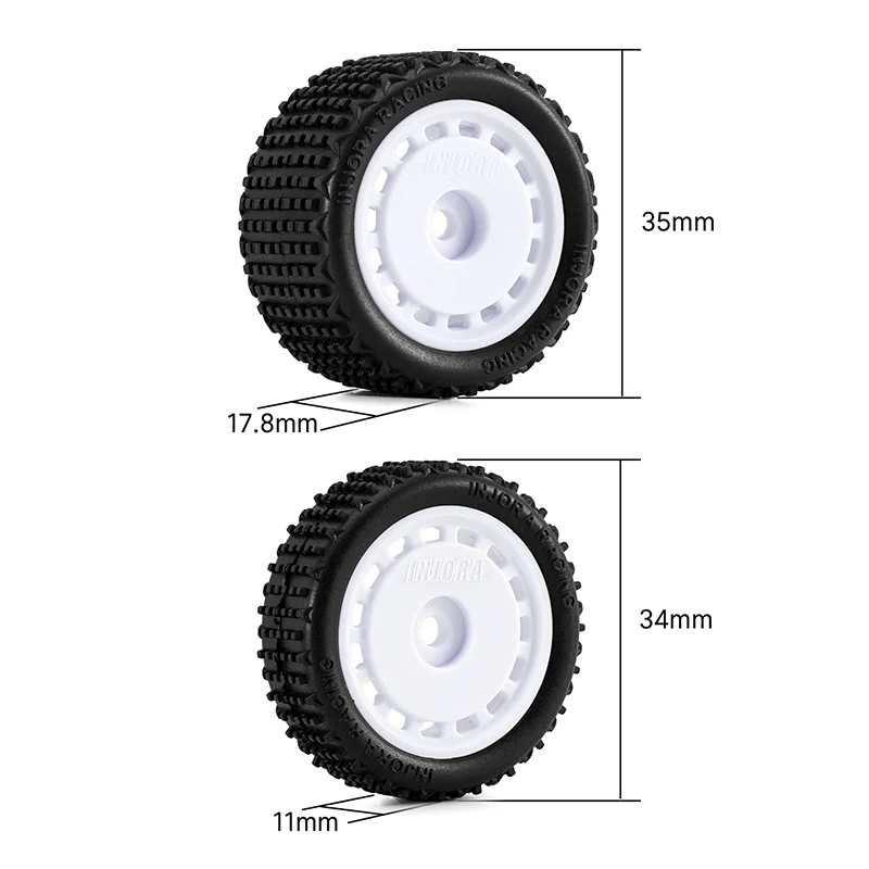 INJORA Pre-mounted Pin Buggy Tires & Wheels for 1/24 Losi Micro-B - Image 3
