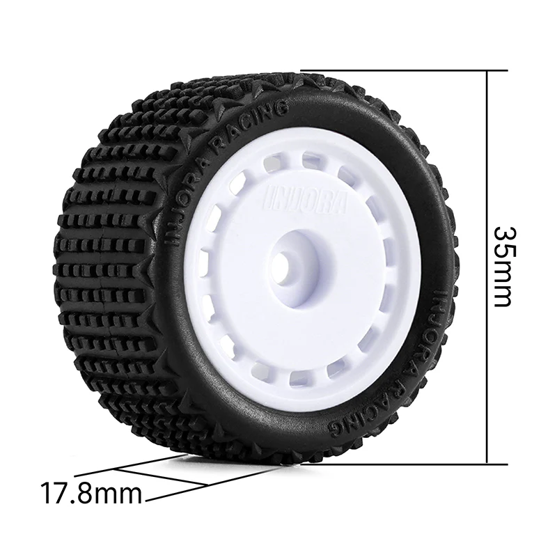 INJORA Pre-mounted Pin Buggy Tires & Wheels for 1/28 Losi Micro-T - Image 3