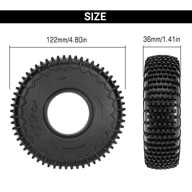 [US Warehouse] INJORA S5 1.9" 4.80" OD XHX Pin Tires (4) (122*36mm) - Image 5