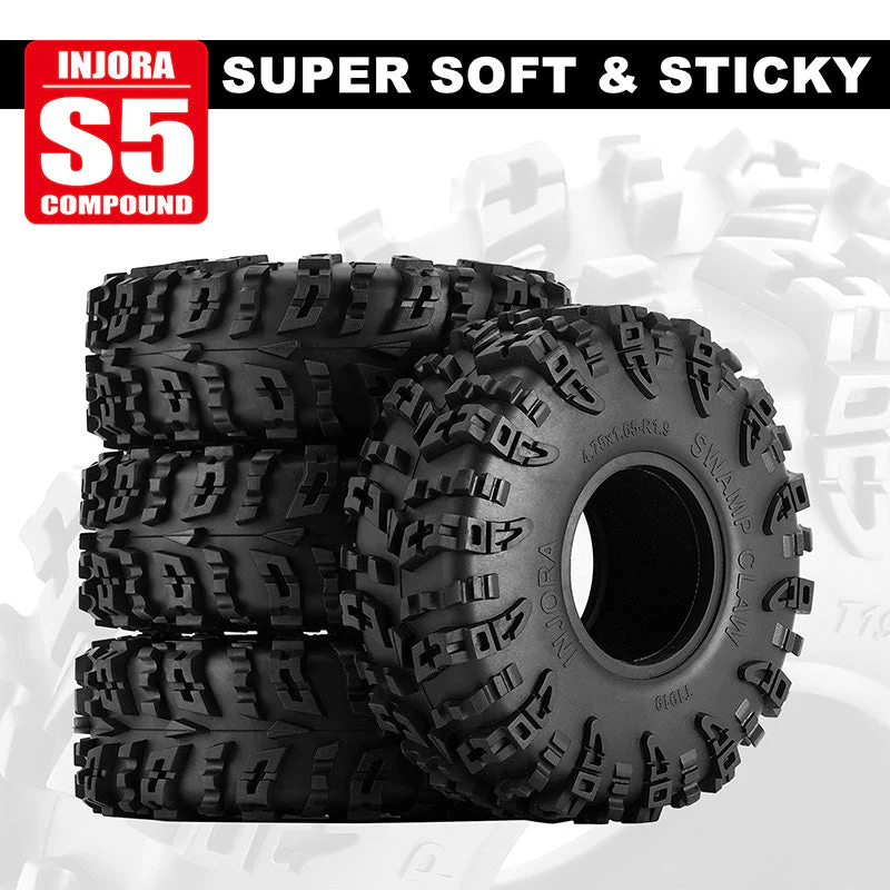 INJORA 1.9" (120*42mm 4.75" OD) Swamp Claw S5 M/T Tires (T1919) (4) - Image 5