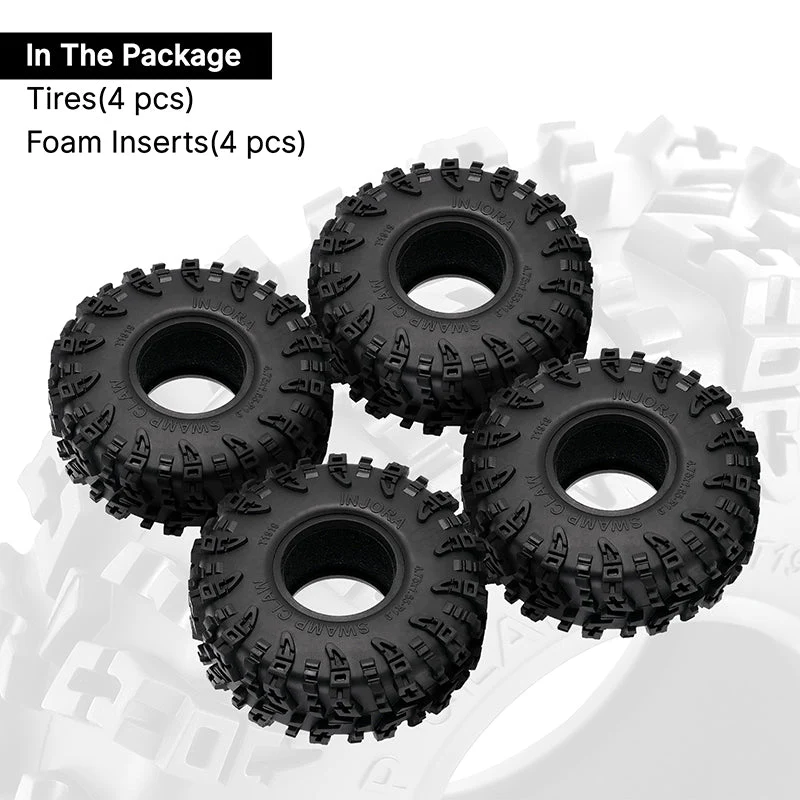 INJORA 1.9" (120*42mm 4.75" OD) Swamp Claw S5 M/T Tires (T1919) (4) - Image 6