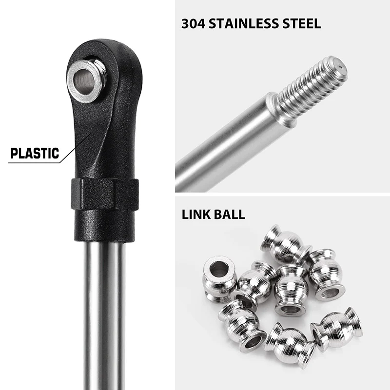 INJORA Stainless Steel Links with Rod Ends for 1/10 RC Crawler - Image 6