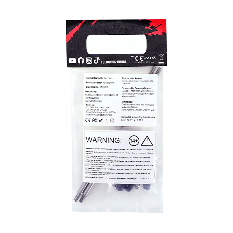 INJORA Stainless Steel Links with Rod Ends for 1/10 RC Crawler - Image 8