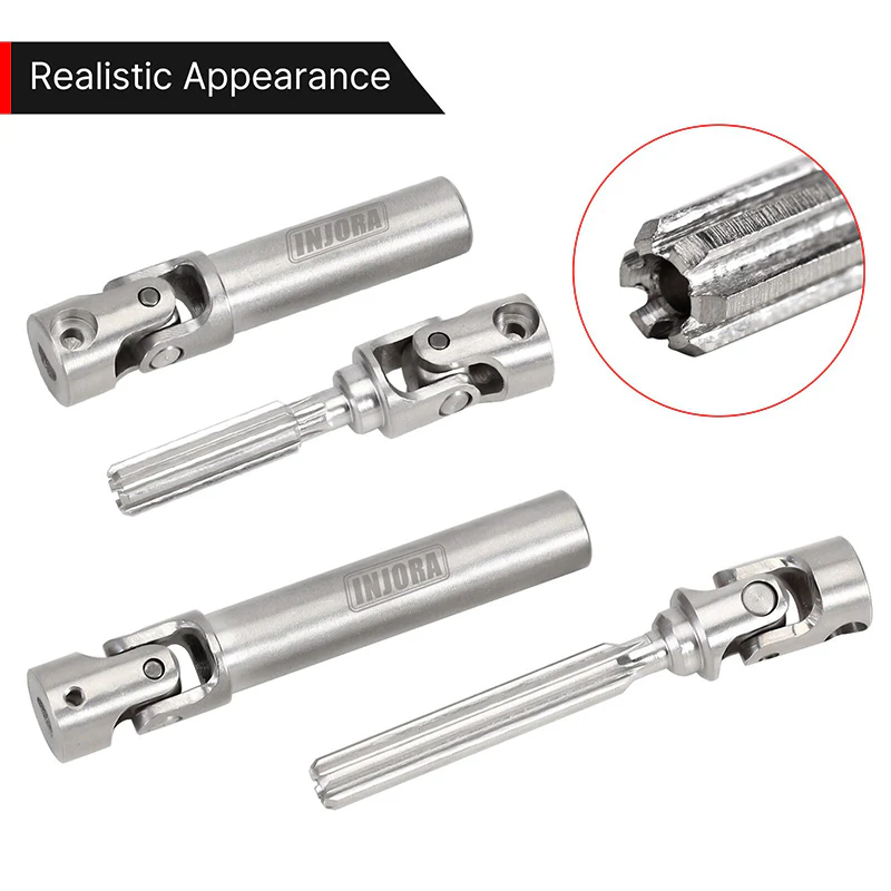 INJORA Stainless Steel Drive Shafts with D Shaped Hole for SCX24 C10 JLU Bronco Base Camp 4Runner - Image 3