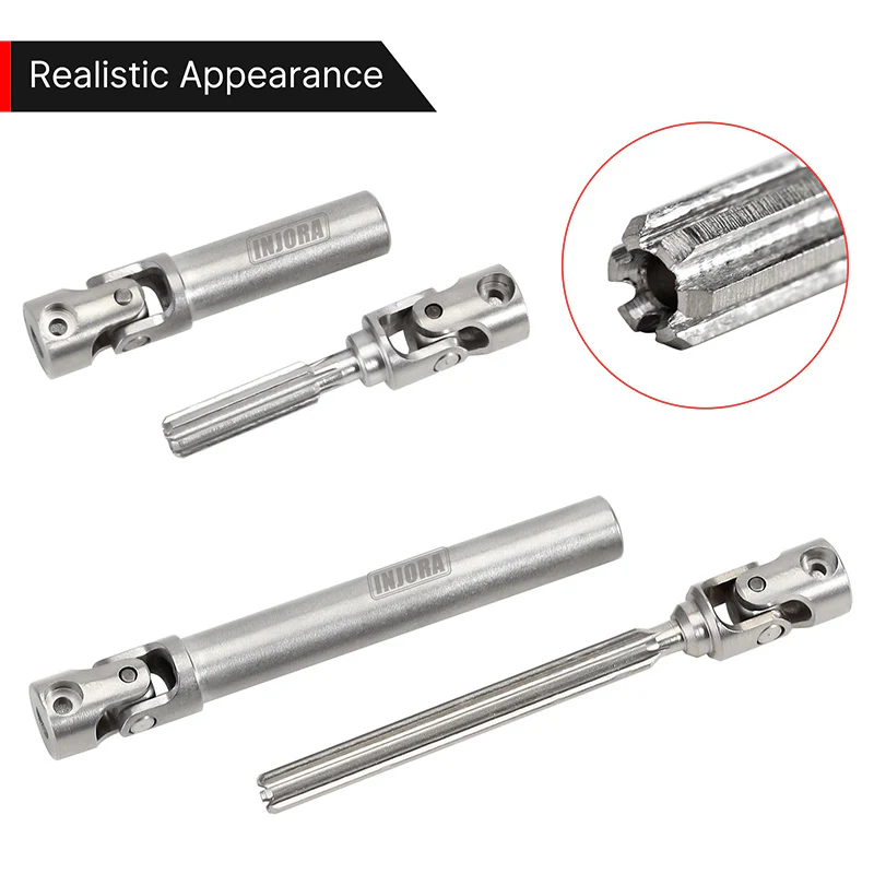 INJORA Stainless Steel Drive Shafts with D Shaped Hole for SCX24 Gladiator Power Wagon - Image 3