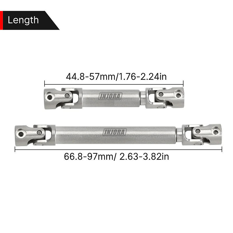 INJORA Stainless Steel Drive Shafts with D Shaped Hole for SCX24 Gladiator Power Wagon - Image 4