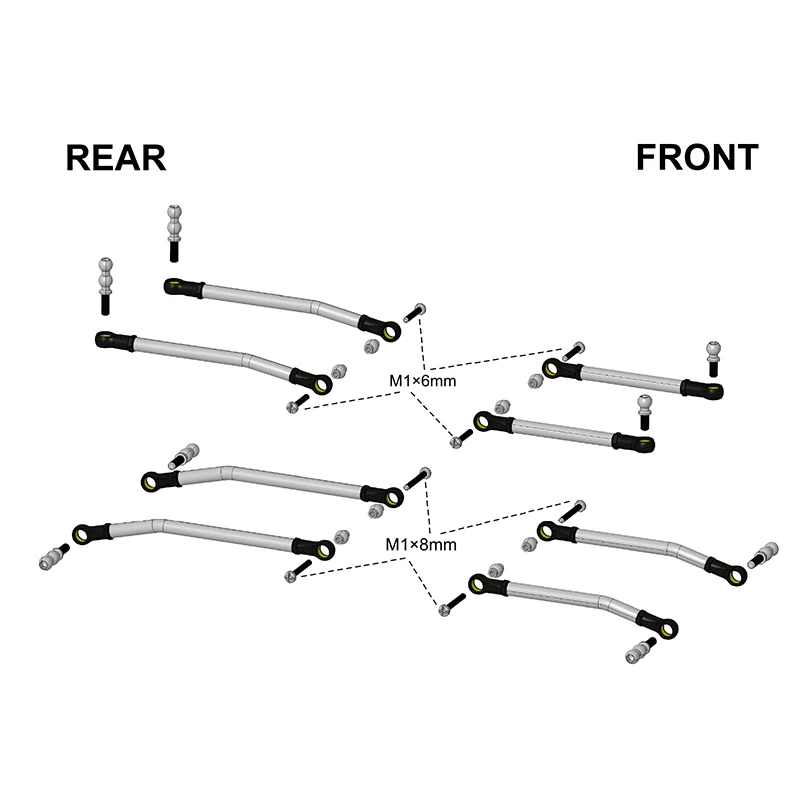 INJORA Stainless Steel High Clearance Links Set for 1/30 SCX30 - Image 15