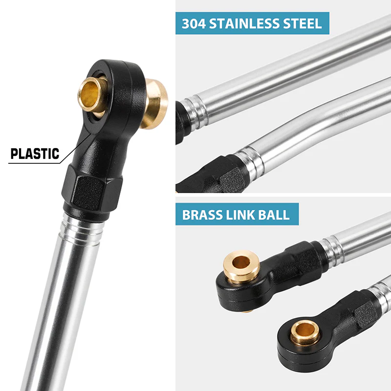 INJORA Stainless Steel High Clearance Links & Steering Links Set for 1/18 HPI Venture18 - Image 3
