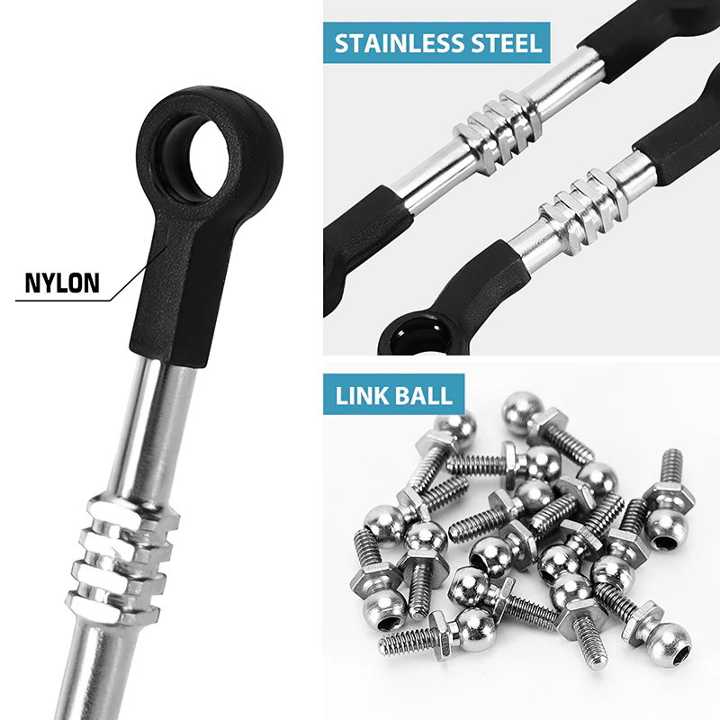 INJORA Adjustable Stainless Steel Links Set for Losi Micro-B Micro-T - Image 3