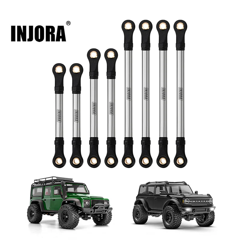 INJORA Stainless Steel Straight Chassis Links for 1/18 RC Crawler TRX4M Defender Bronco (4M-64)