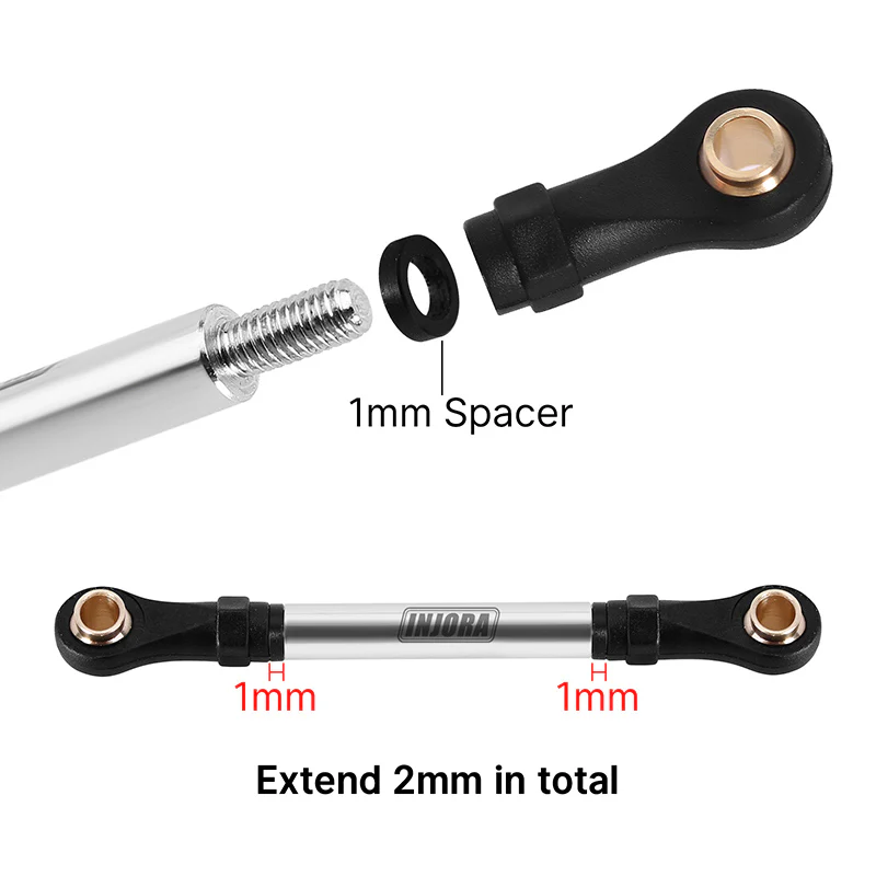 INJORA Stainless Steel Straight Chassis Links for 1/18 RC Crawler TRX4M Defender Bronco (4M-64) - Image 5